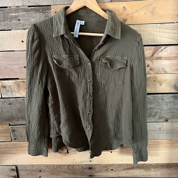 💰Grace + Karma Olive Green Top | Cabincore - Picture 3 of 4